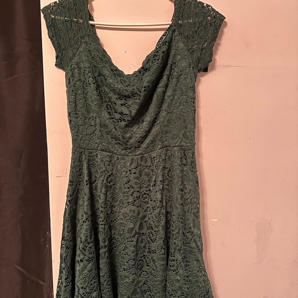 Emerald green lace dress